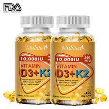 High-Potency Vitamin D3 + K2 MK-7 Supplement for Strong Bones, Enhanced Calcium Absorption, Heart & Immune Support – Daily Wellness Formula for Men & Women