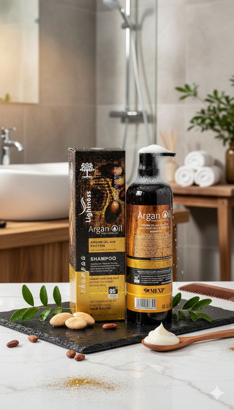 Moroccan Argan Oil Anti-Hair Fall & Renewal Shampoo – 900ml Value Size with Keratin & Biotin for Strengthening Hair, Reducing Shedding & Restoring Vitality