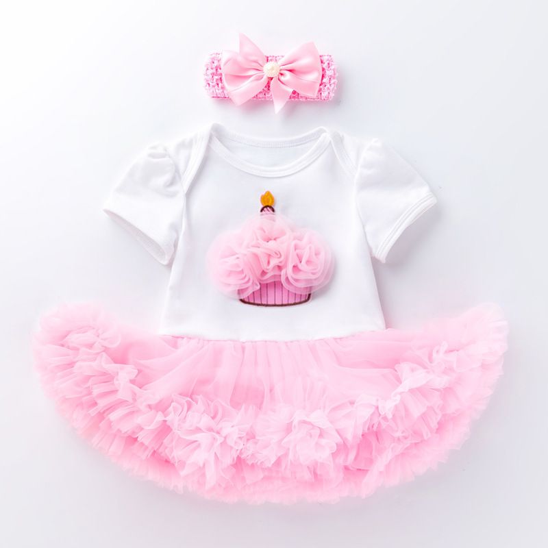 New summer baby birthday suit, children's skirt, short sleeve dress suit, baby's first birthday.Party clothes