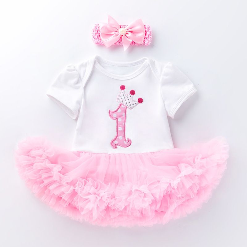 New summer baby birthday suit, children's skirt, short sleeve dress suit, baby's first birthday.Party clothes
