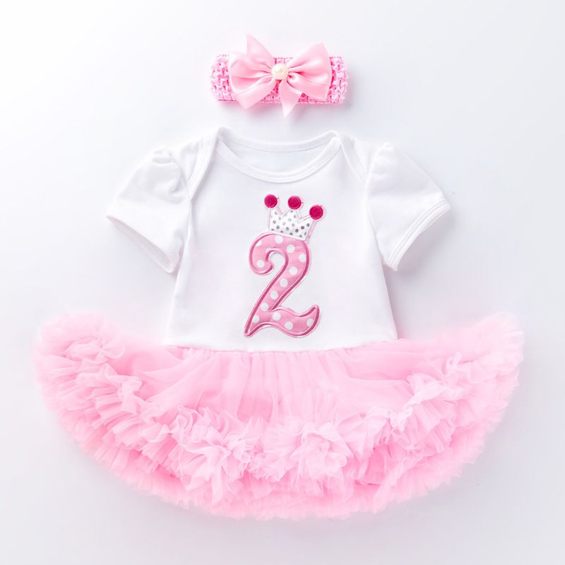 New summer baby birthday suit, children's skirt, short sleeve dress suit, baby's first birthday.Party clothes
