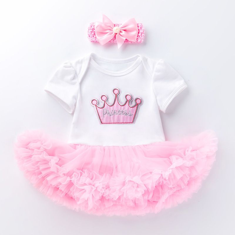 New summer baby birthday suit, children's skirt, short sleeve dress suit, baby's first birthday.Party clothes
