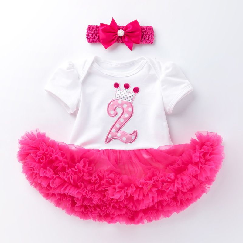 New summer baby birthday suit, children's skirt, short sleeve dress suit, baby's first birthday.Party clothes