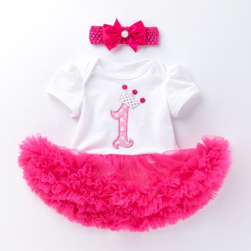 New summer baby birthday suit, children's skirt, short sleeve dress suit, baby's first birthday.Party clothes