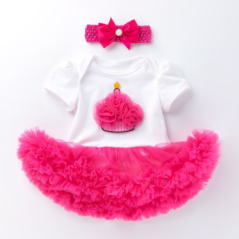 New summer baby birthday suit, children's skirt, short sleeve dress suit, baby's first birthday.Party clothes