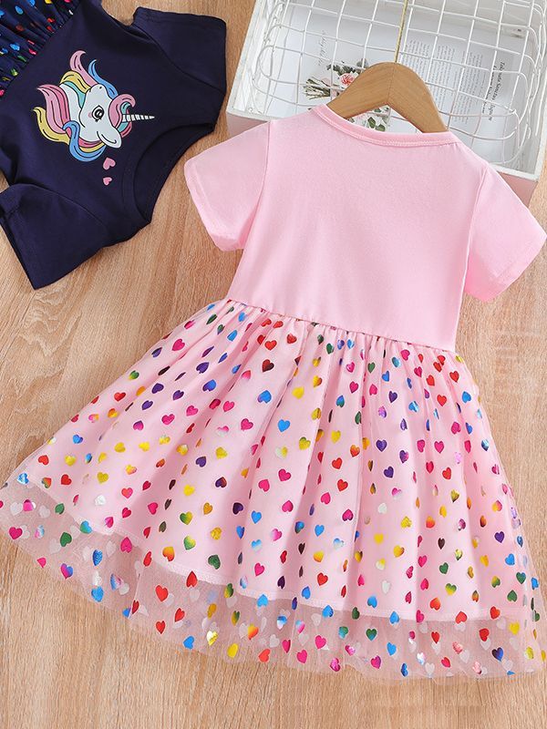 New summer girl dress children's clothing new unicorn pattern gauze princess skirt girl skirt