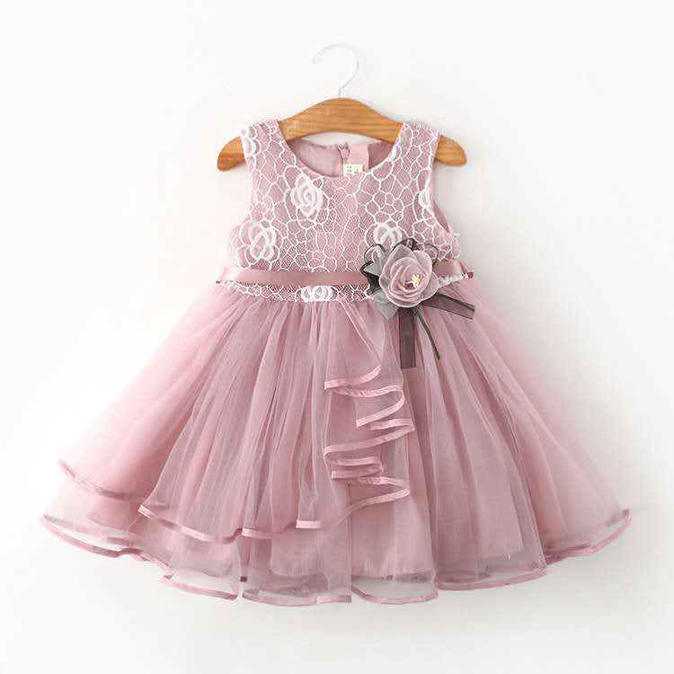 2025 Summer New Kids' Dresses Collection – Girls' Sleeveless Patchwork Lace Dress, Puff Ball Gown, Party Dress