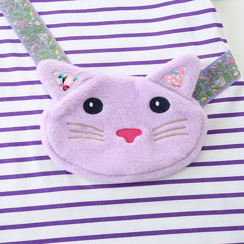2025 Summer New Kids' Dress Collection: Cartoon Cat Bag Girls' Princess Dress, Stylish Striped Children's Dress, Cotton Dress