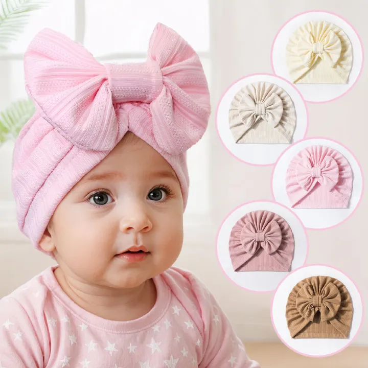 Children's fetal hats. Solid-color hats for infants. Four-way stretch. Thin summer hats. Bowknot pullover hats.baby