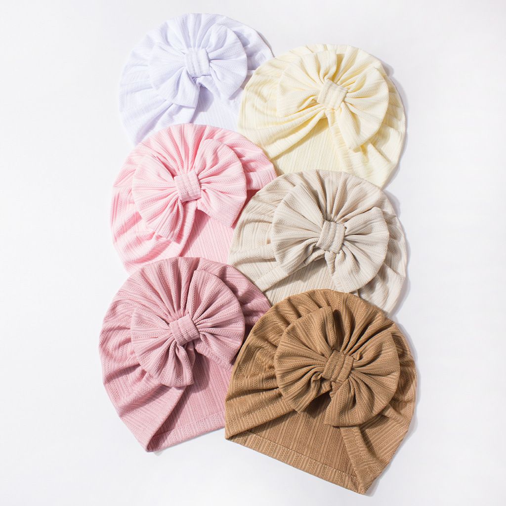 Children's fetal hats. Solid-color hats for infants. Four-way stretch. Thin summer hats. Bowknot pullover hats.baby