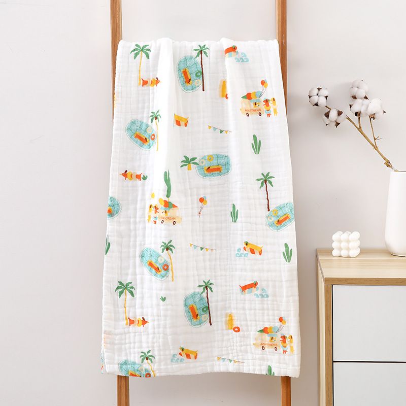 New 6-Layer Pure Cotton Gauze Baby Bath Towel - High-Density Combed Cotton Swaddle Blanket, Multi-Functional Summer Coverlet for Newborns
