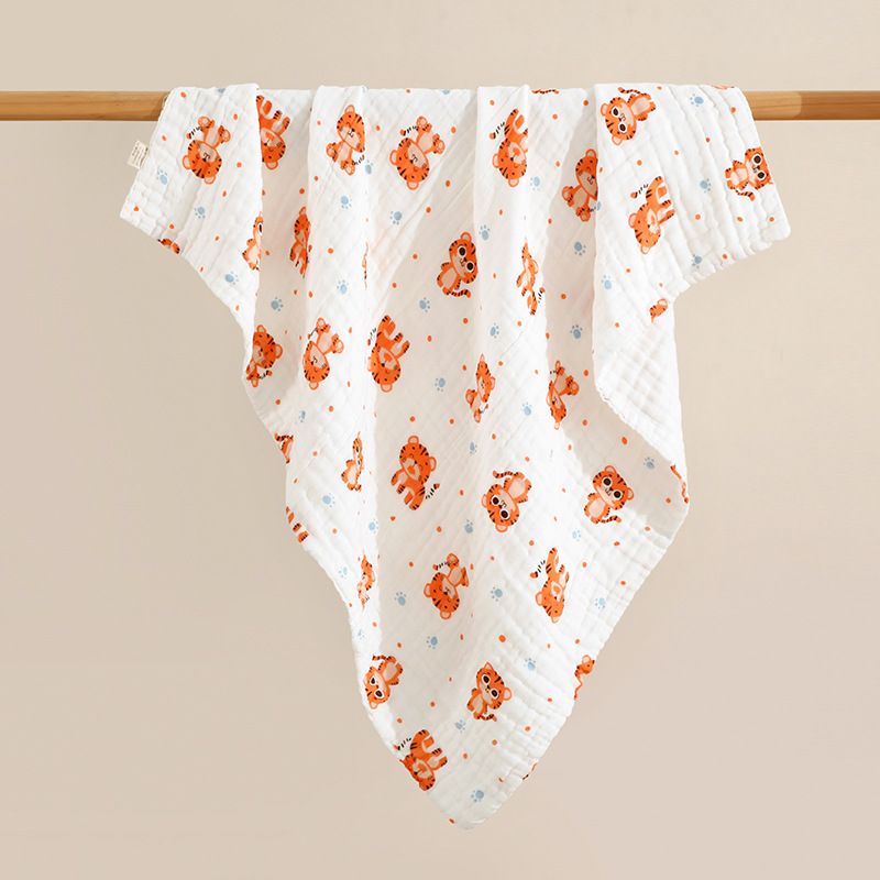 New 6-Layer Pure Cotton Gauze Baby Bath Towel - High-Density Combed Cotton Swaddle Blanket, Multi-Functional Summer Coverlet for Newborns