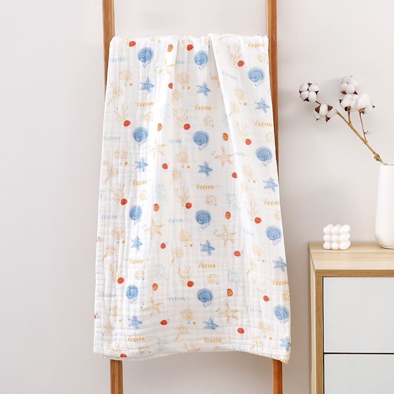 New 6-Layer Pure Cotton Gauze Baby Bath Towel - High-Density Combed Cotton Swaddle Blanket, Multi-Functional Summer Coverlet for Newborns