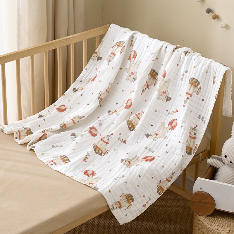 New 6-Layer Pure Cotton Gauze Baby Bath Towel - High-Density Combed Cotton Swaddle Blanket, Multi-Functional Summer Coverlet for Newborns