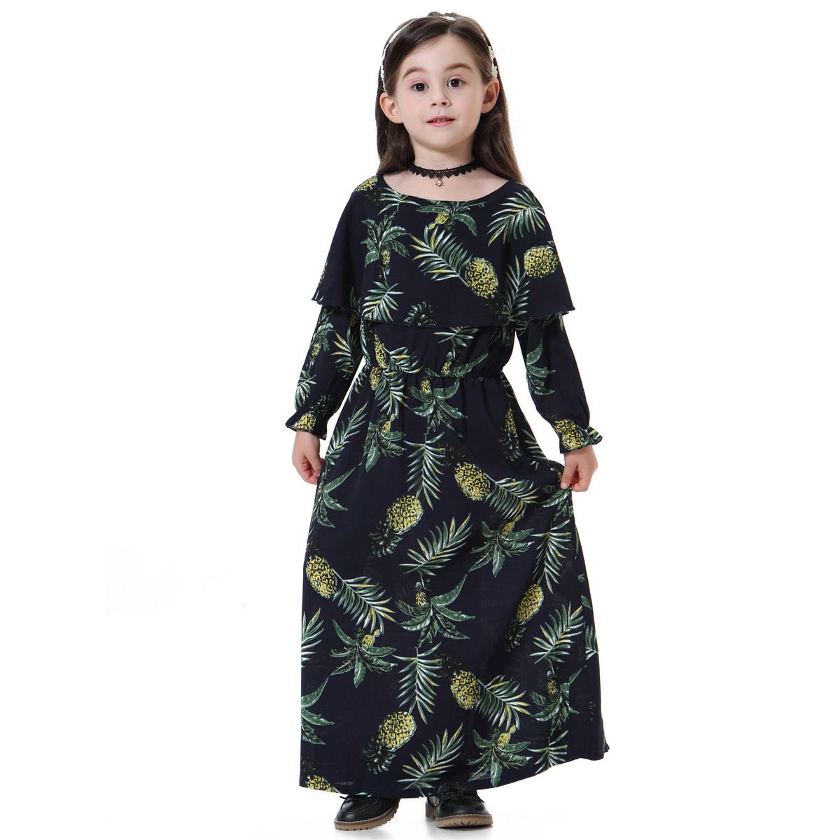 New summer girls' printed long-sleeved dresses. Girls' ethnic clothing,  casual long shirts.