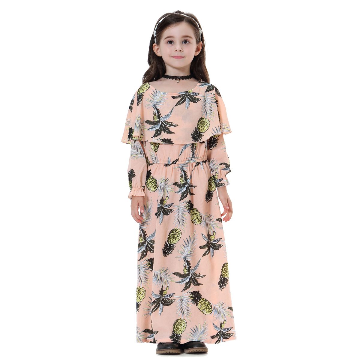 New summer girls' printed long-sleeved dresses. Girls' ethnic clothing,  casual long shirts.