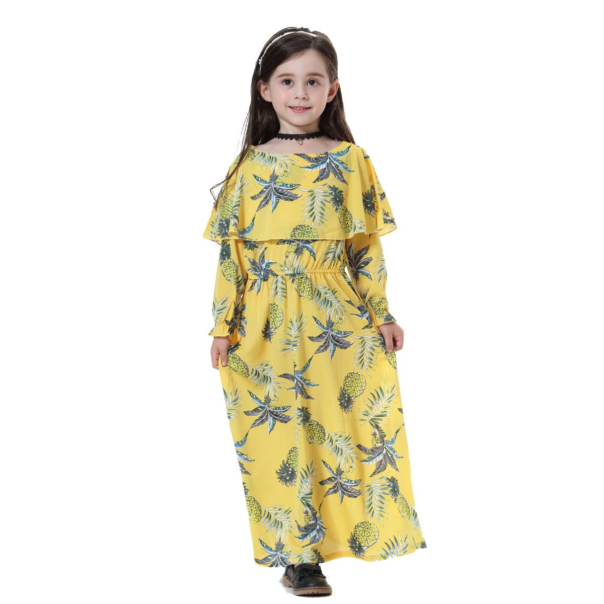 New summer girls' printed long-sleeved dresses. Girls' ethnic clothing,  casual long shirts.