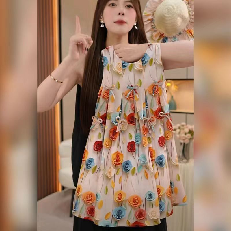 2025 New Summer Girls Chiffon Dresses Princess Dresses for Little Girls SlingVest Style with Prints Comfortable to Wear