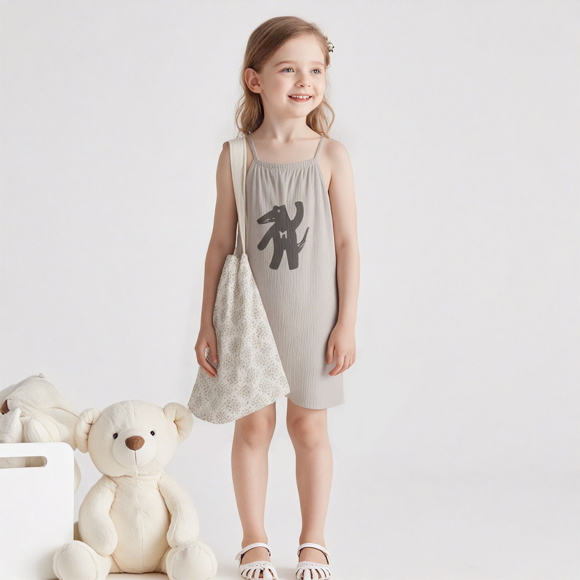 New Summer Kids' Clothing Girls' Sling Dresses Comfortable Cotton Princess Casual Skirts Comfortable and Versatile