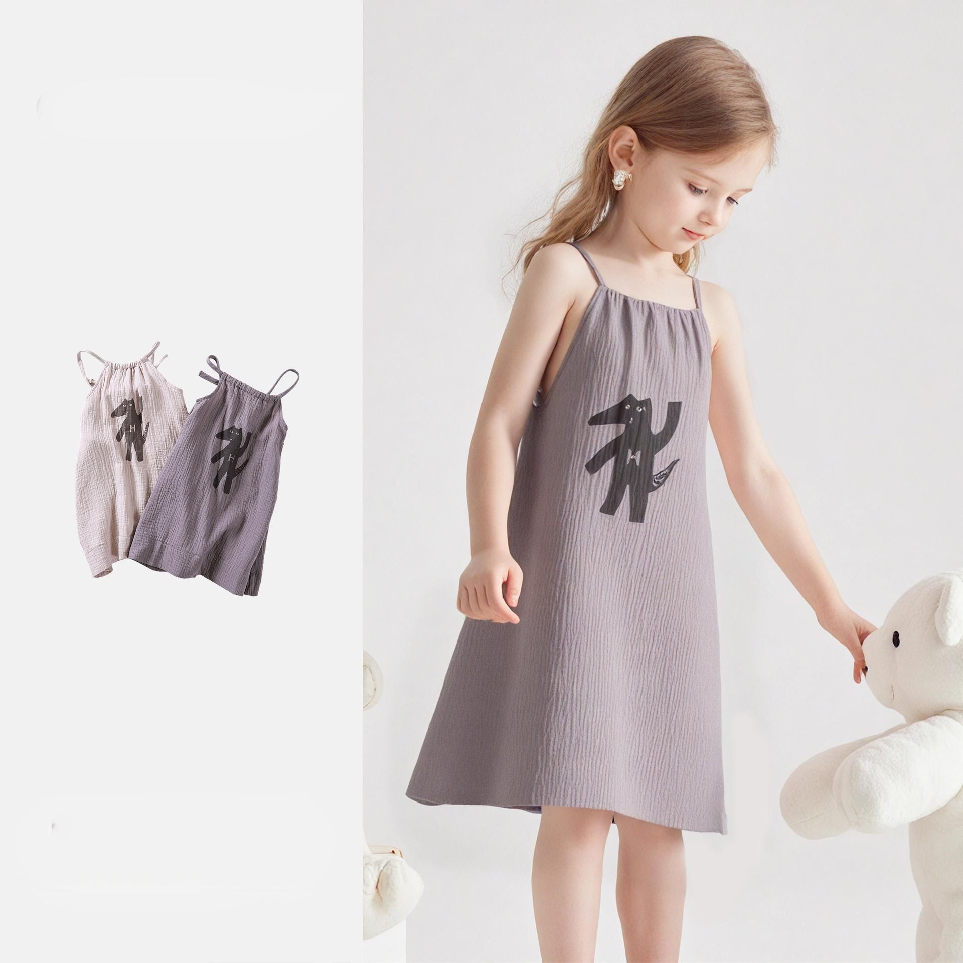 New Summer Kids' Clothing Girls' Sling Dresses Comfortable Cotton Princess Casual Skirts Comfortable and Versatile