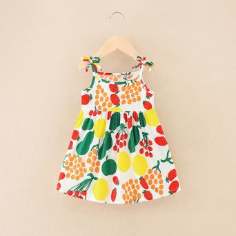 Girls' dresses Princess sling dresses 2025 summer children's clothing floral dresses printed