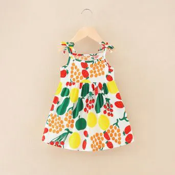 Girls' dresses Princess sling dresses 2025 summer children's clothing floral dresses printed