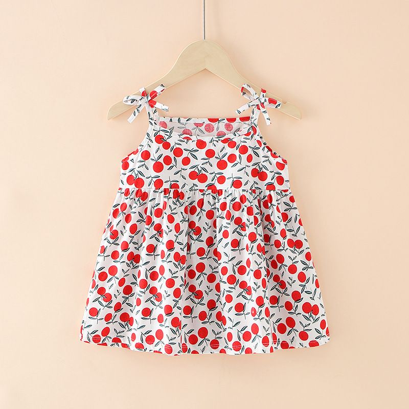 Girls' dresses Princess sling dresses 2025 summer children's clothing floral dresses printed