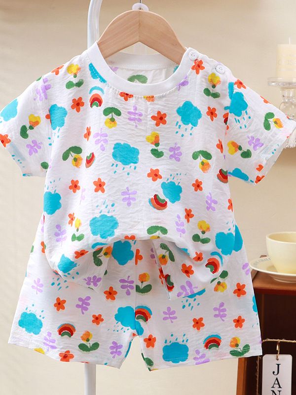 New Children's Short-Sleeve Sets Home Leisure Wear Kids' Half-Sleeve Shorts