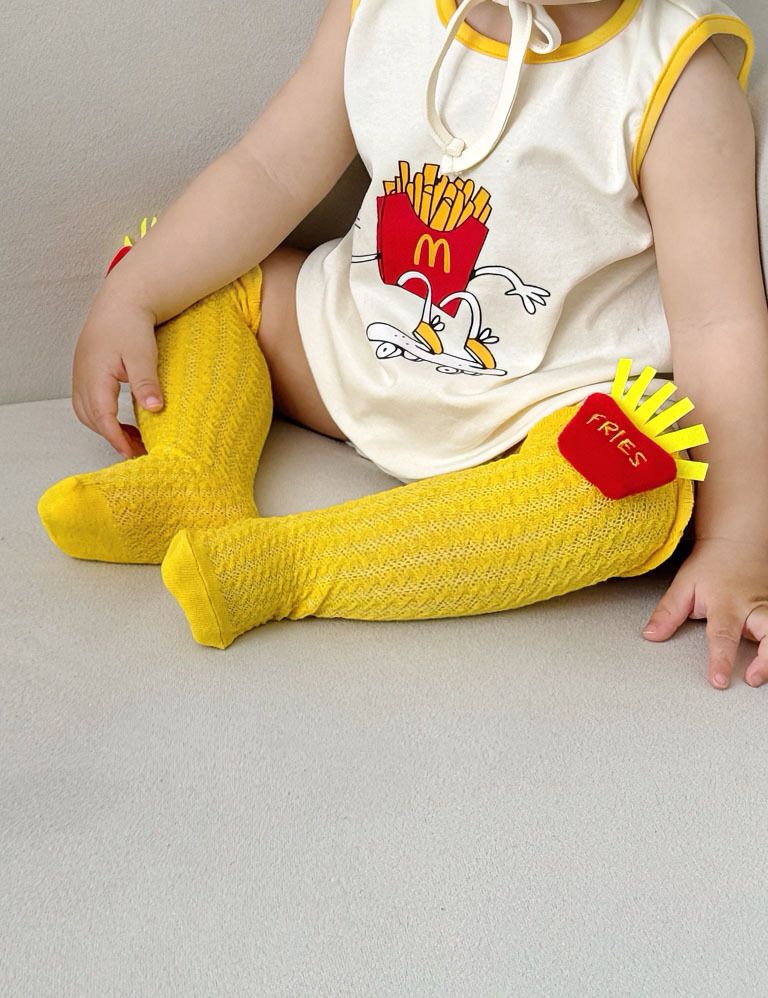 2025 Summer Infant One-Piece Bodysuit - INS-Style French Fries-Themed Baby Romper Set / Kids Themed Snap-Up Bodysuit