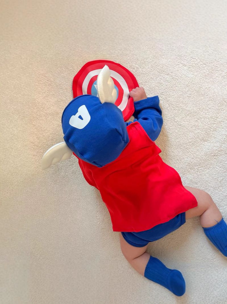 2025 Spring-Summer New Infant One-Piece Set - INS Style Captain-Themed Baby Romper Long-Sleeve Snap-Up Bodysuit Set