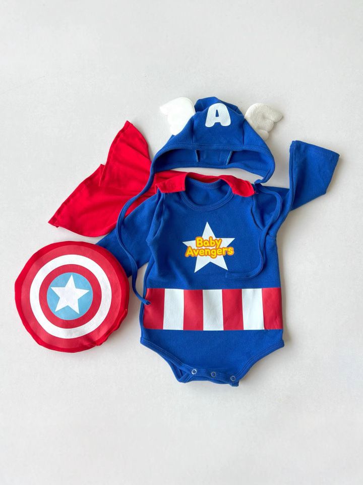 2025 Spring-Summer New Infant One-Piece Set - INS Style Captain-Themed Baby Romper Long-Sleeve Snap-Up Bodysuit Set