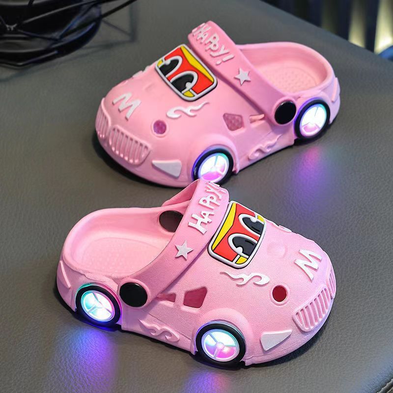 Children's slippers summer 2025 new glossy car slippers boys and girls non-slip beach hole shoes.