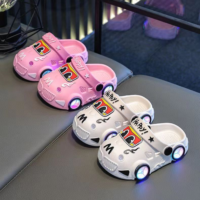 Children's slippers summer 2025 new glossy car slippers boys and girls non-slip beach hole shoes.