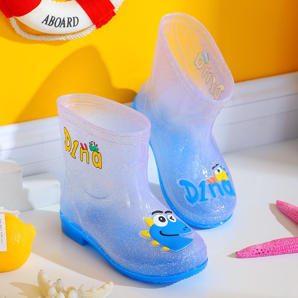 Transparent children's rain boots, non-slip rain boots for boys and girls, dinosaur water boots for summer students