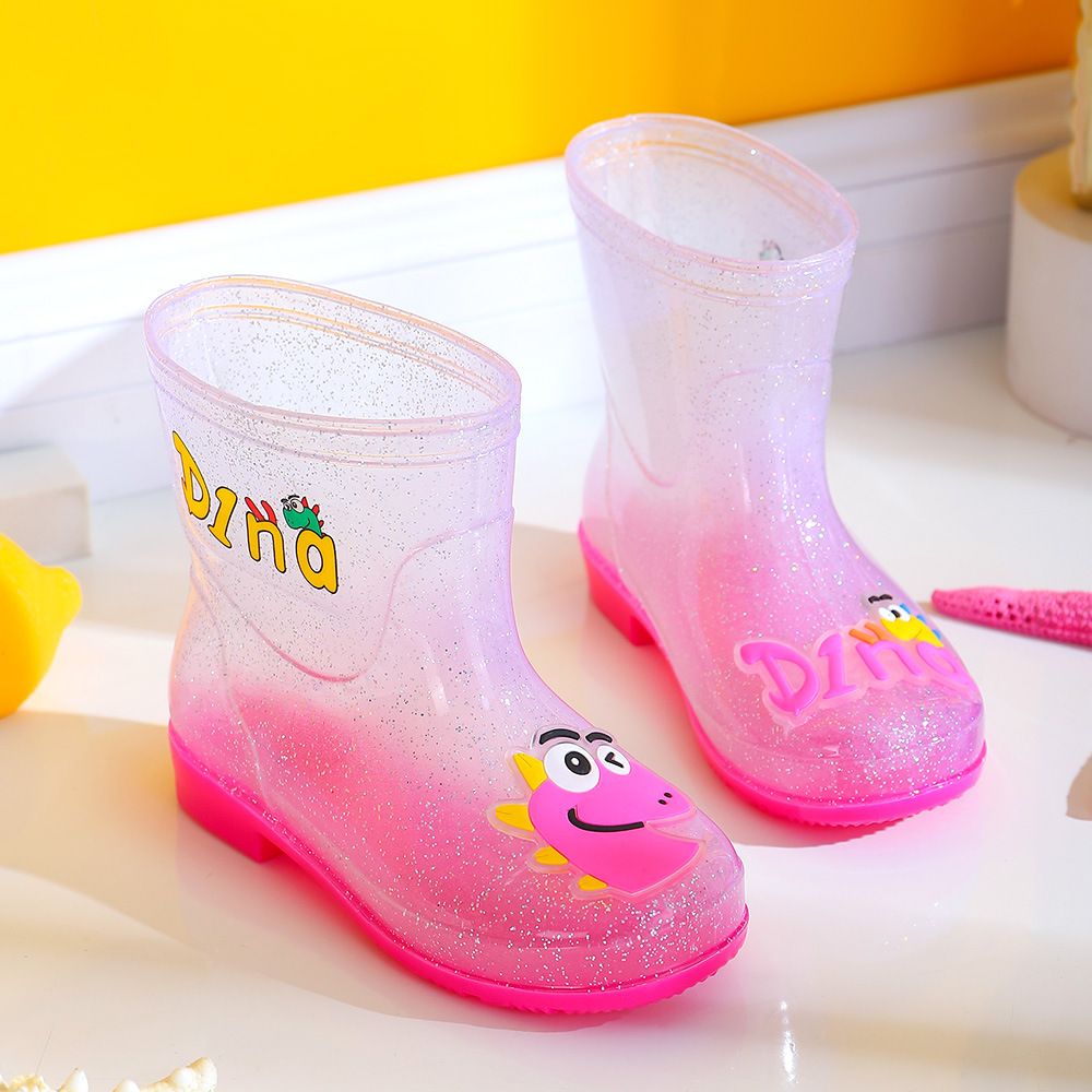 Transparent children's rain boots, non-slip rain boots for boys and girls, dinosaur water boots for summer students