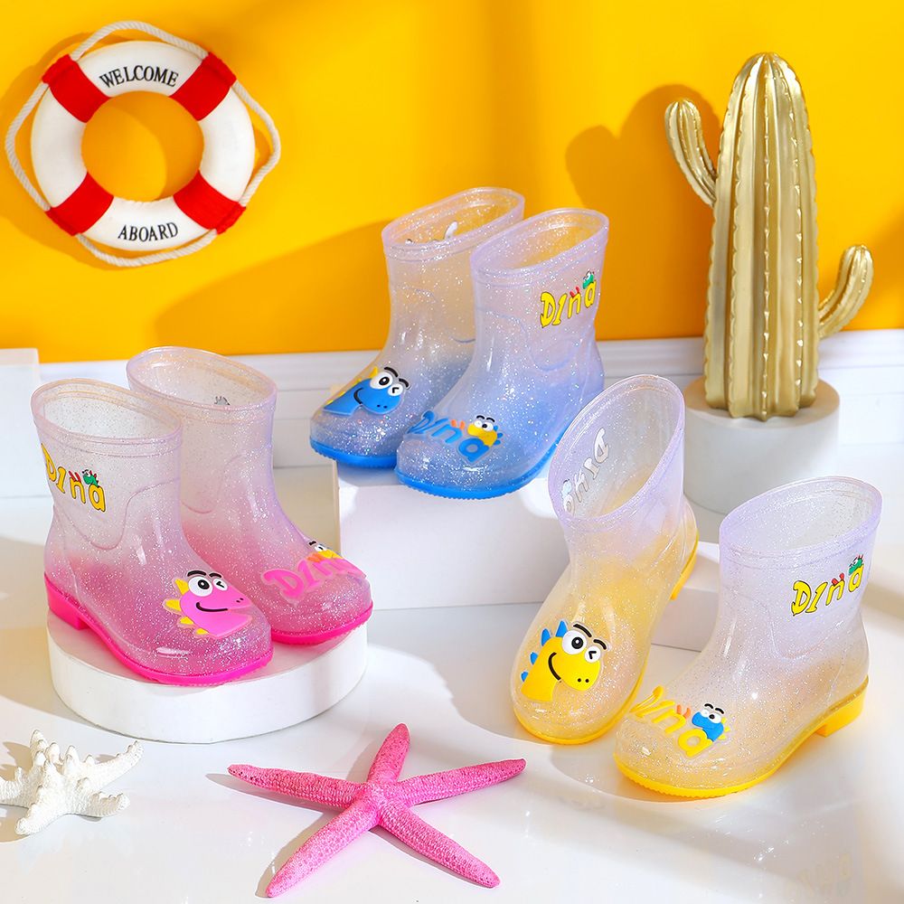 Transparent children's rain boots, non-slip rain boots for boys and girls, dinosaur water boots for summer students