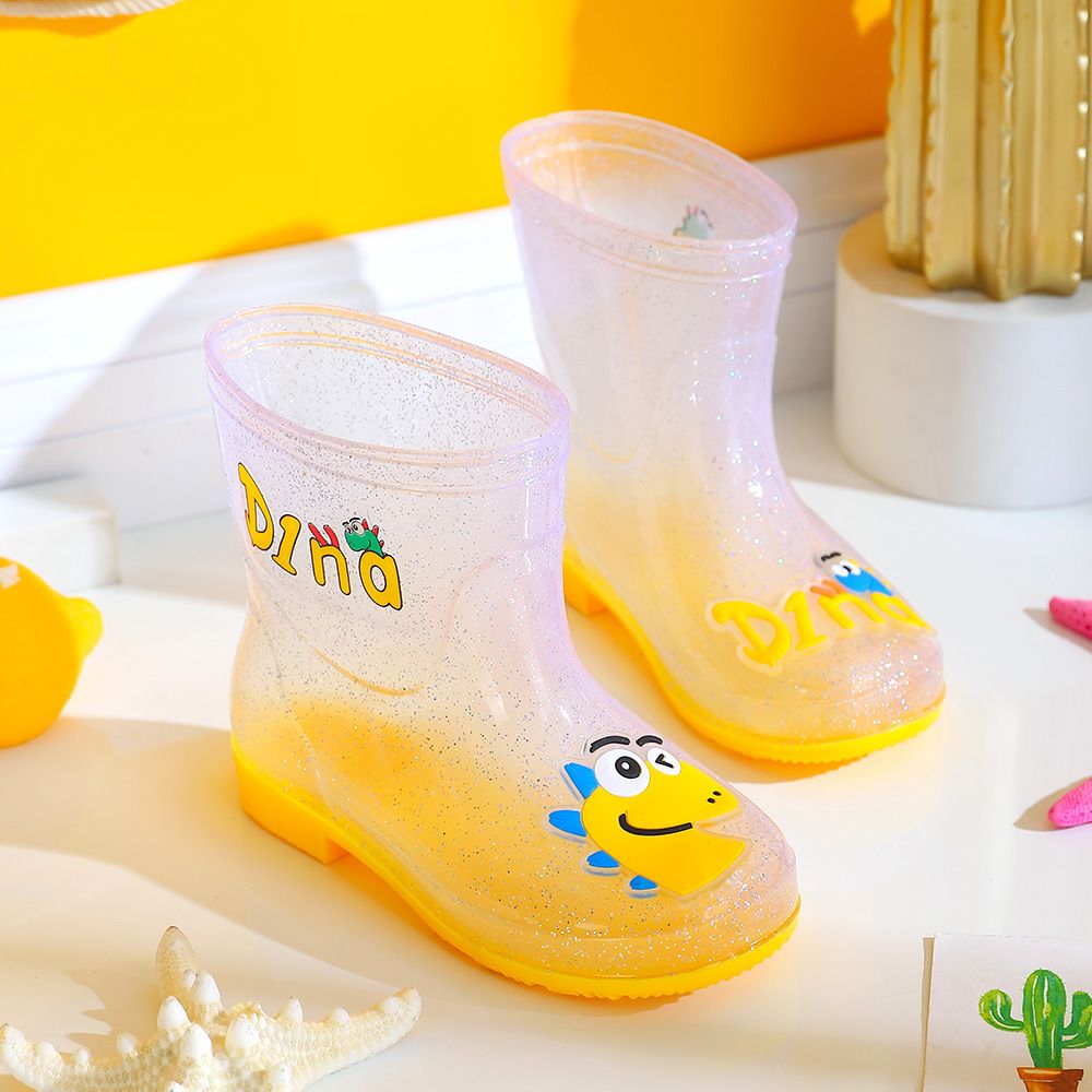 Transparent children's rain boots, non-slip rain boots for boys and girls, dinosaur water boots for summer students
