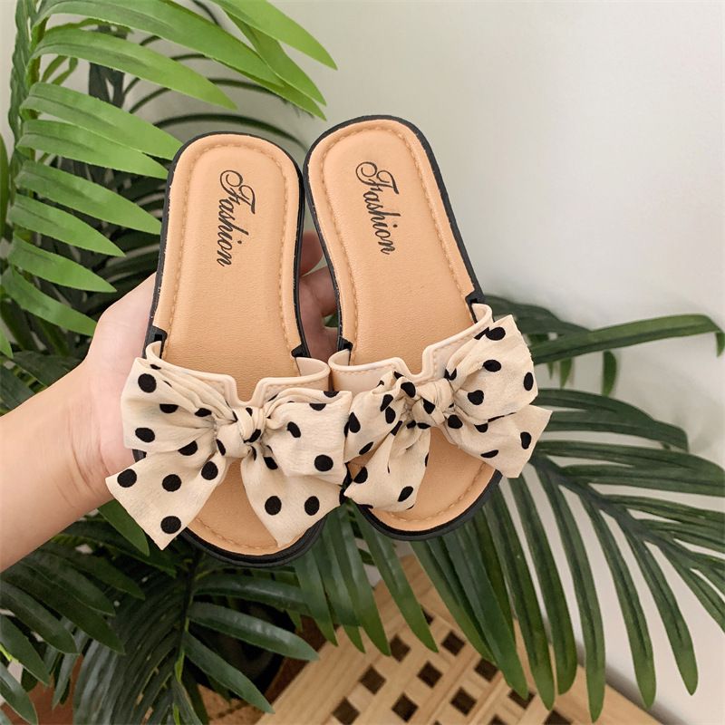 New summer children's slippers, girls' sandals, casual bows, non-slip and soft-soled girls' shoes