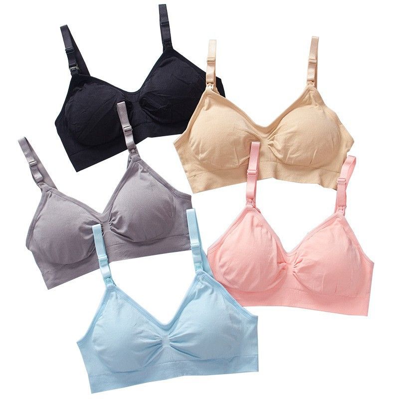 Adjustable anti-spillage breast-feeding underwear without steel ring front buckle nursing bra