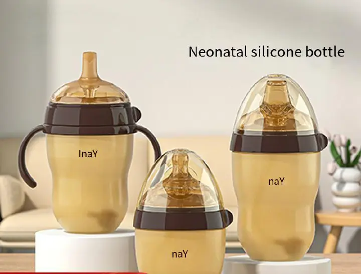New all-silicone bottle wide-bore newborn baby is soft against flatulence, choking and falling