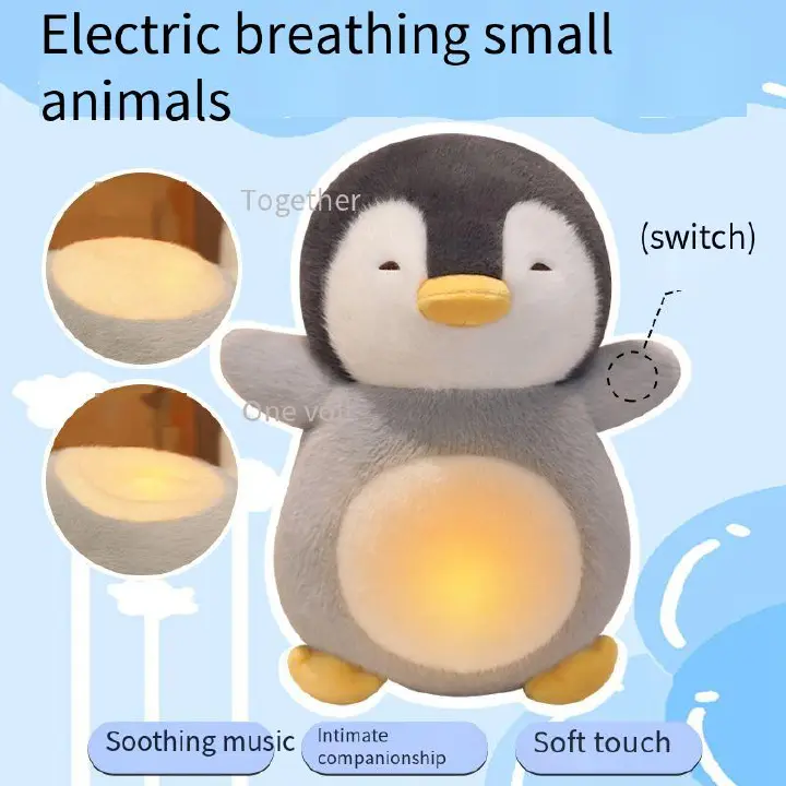 Cute electric breathing pier penguin doll plush doll sleeping doll birthday gift for men and women.