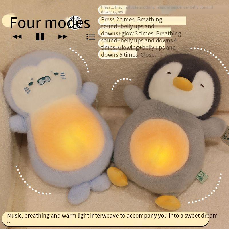 Cute electric breathing pier penguin doll plush doll sleeping doll birthday gift for men and women.