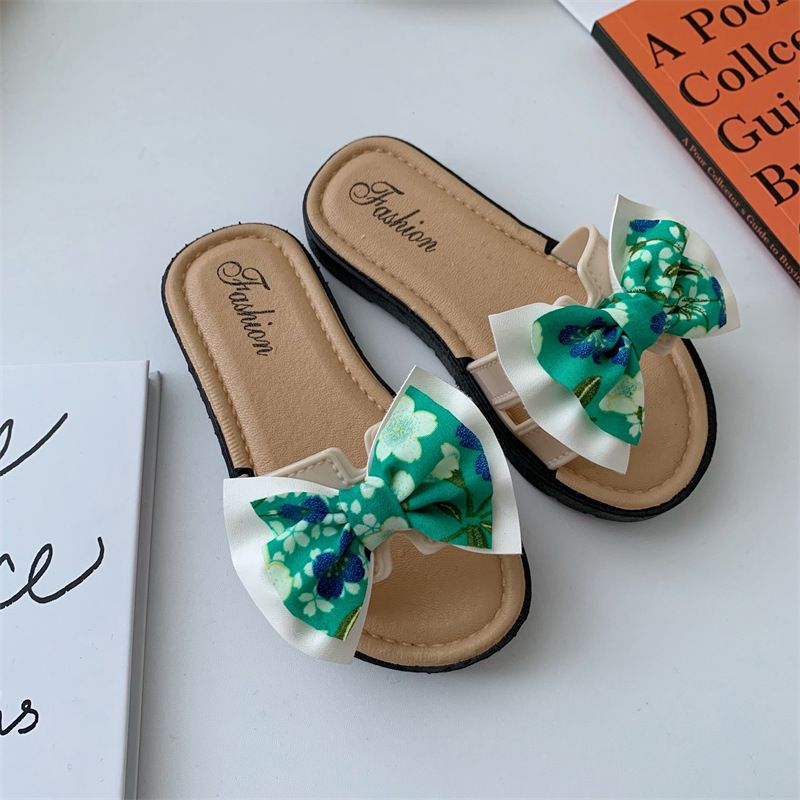 New summer children's slippers bow Princess shoes parent-child sandals fashion children's parent-child girl slippers.