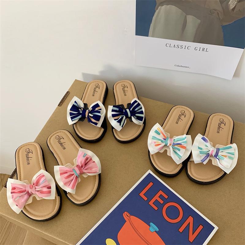 New summer children's slippers bow Princess shoes parent-child sandals fashion children's parent-child girl slippers.