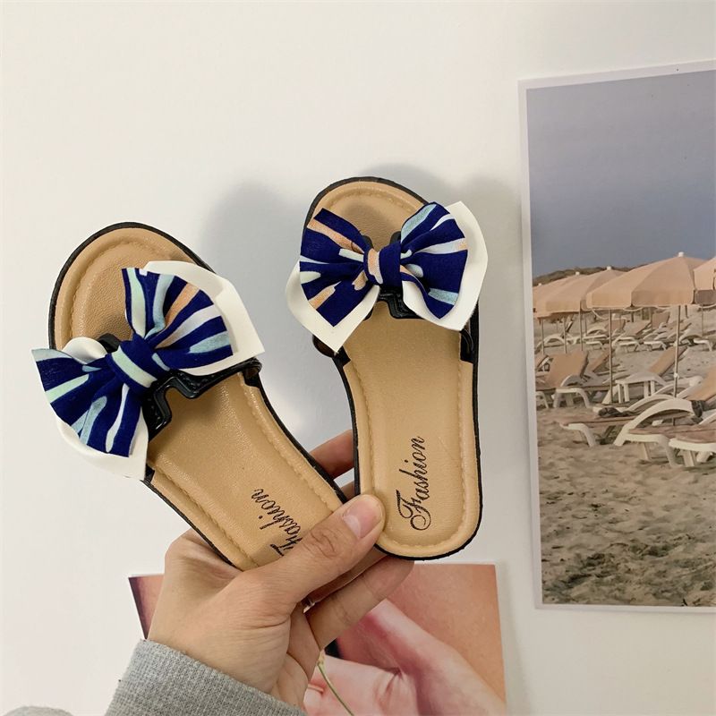 New summer children's slippers bow Princess shoes parent-child sandals fashion children's parent-child girl slippers.