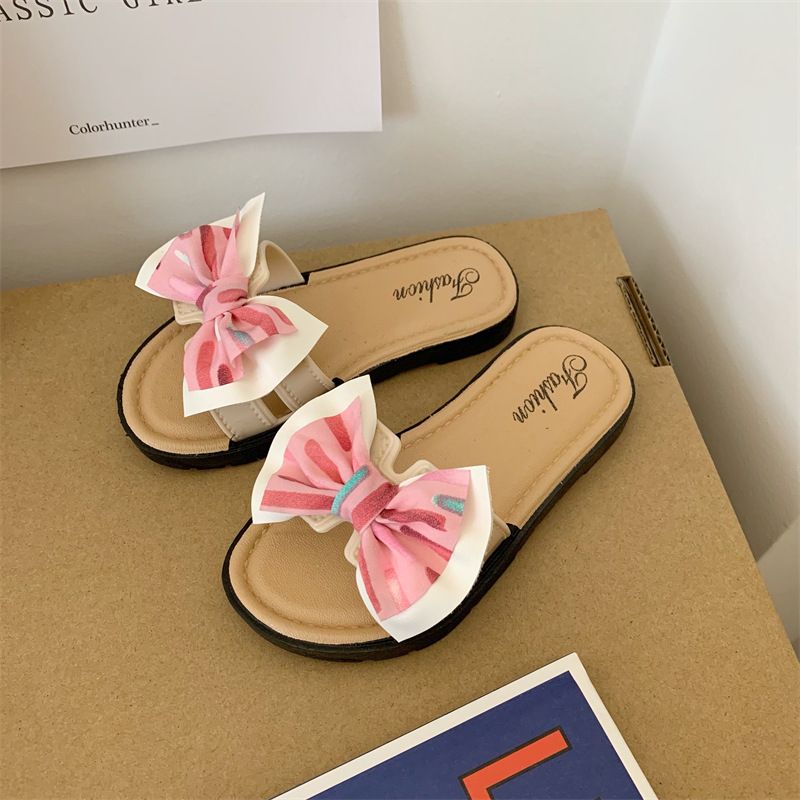 New summer children's slippers bow Princess shoes parent-child sandals fashion children's parent-child girl slippers.