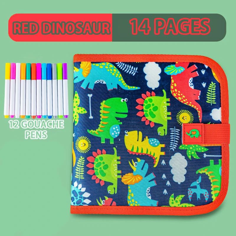 Erasable Doodle Book for KidsToddlers Toys Reusable Drawing Pads with 12 Watercolor Pens Preschool Toy Trip Writing Painting Set  14 pages +12 color pens