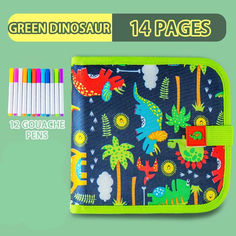 Erasable Doodle Book for KidsToddlers Toys Reusable Drawing Pads with 12 Watercolor Pens Preschool Toy Trip Writing Painting Set  14 pages +12 color pens