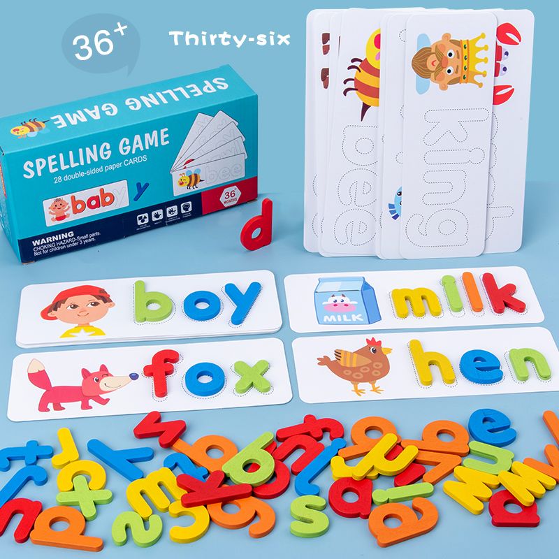 Wooden Toys Educational toys Learning Activities Toy of Spell Learning English Alphabet Preschool Fine Material,Christmas Gift
