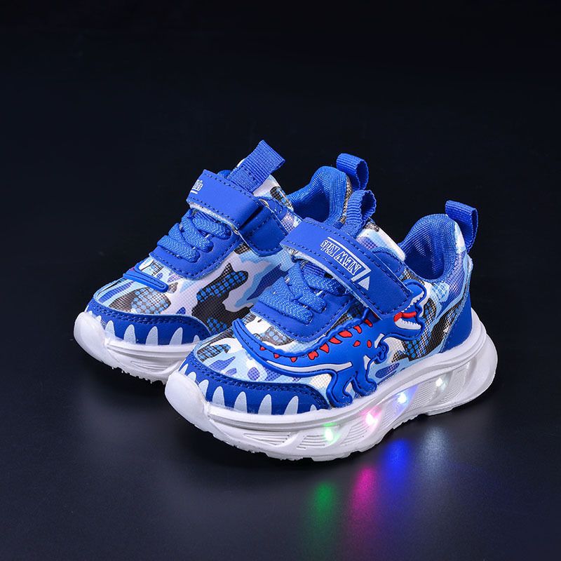 Fashion Girls Shoes Spring New Cartoon Boys Shoes Soft Soled Kids Sports Shoe Anti Slip Girl Casual Shoes Simple LED Light Shoe
